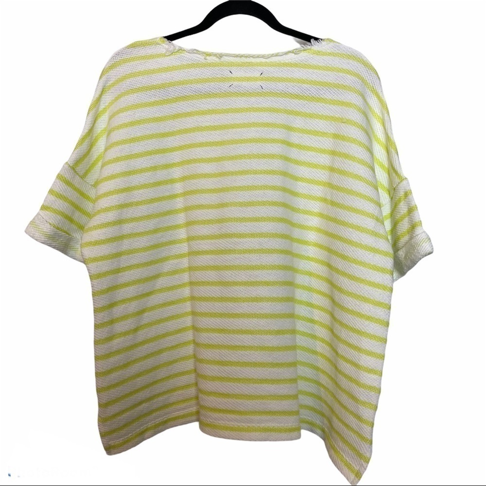 Lou&Grey White & YellowGreen Striped Waffle Knit Top - Picture 3 of 10